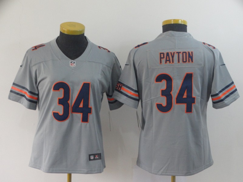 Women Chicago Bears #34 Payton Grey Nike Vapor Untouchable Limited NFL Jerseys->women nfl jersey->Women Jersey